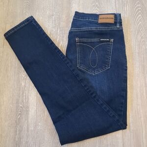 Calvin Klein Womens Jeans Denim Dark Wash  30W X 28L Size 10 Skinny High Rise